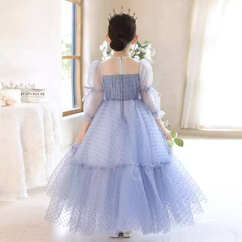 Princess A-Line Floor-Length Party Dress with Long Sleeves and Beadings