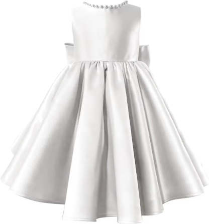 Sleeveless Floor-Length Flower Girl Party Dress with V-Neck Beading and Bow