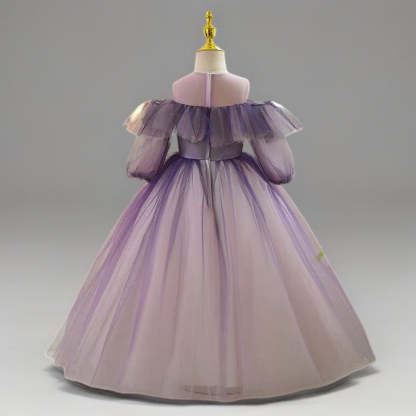 Princess A-Line Off-the-Shoulder Flower Girl Dress with Rhinestone Appliques