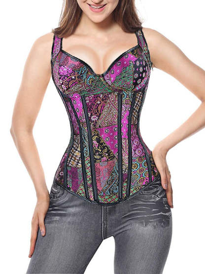 Flower Push Up Overbust Corsets with Tummy Control for Women, Perfect for Wedding or Party