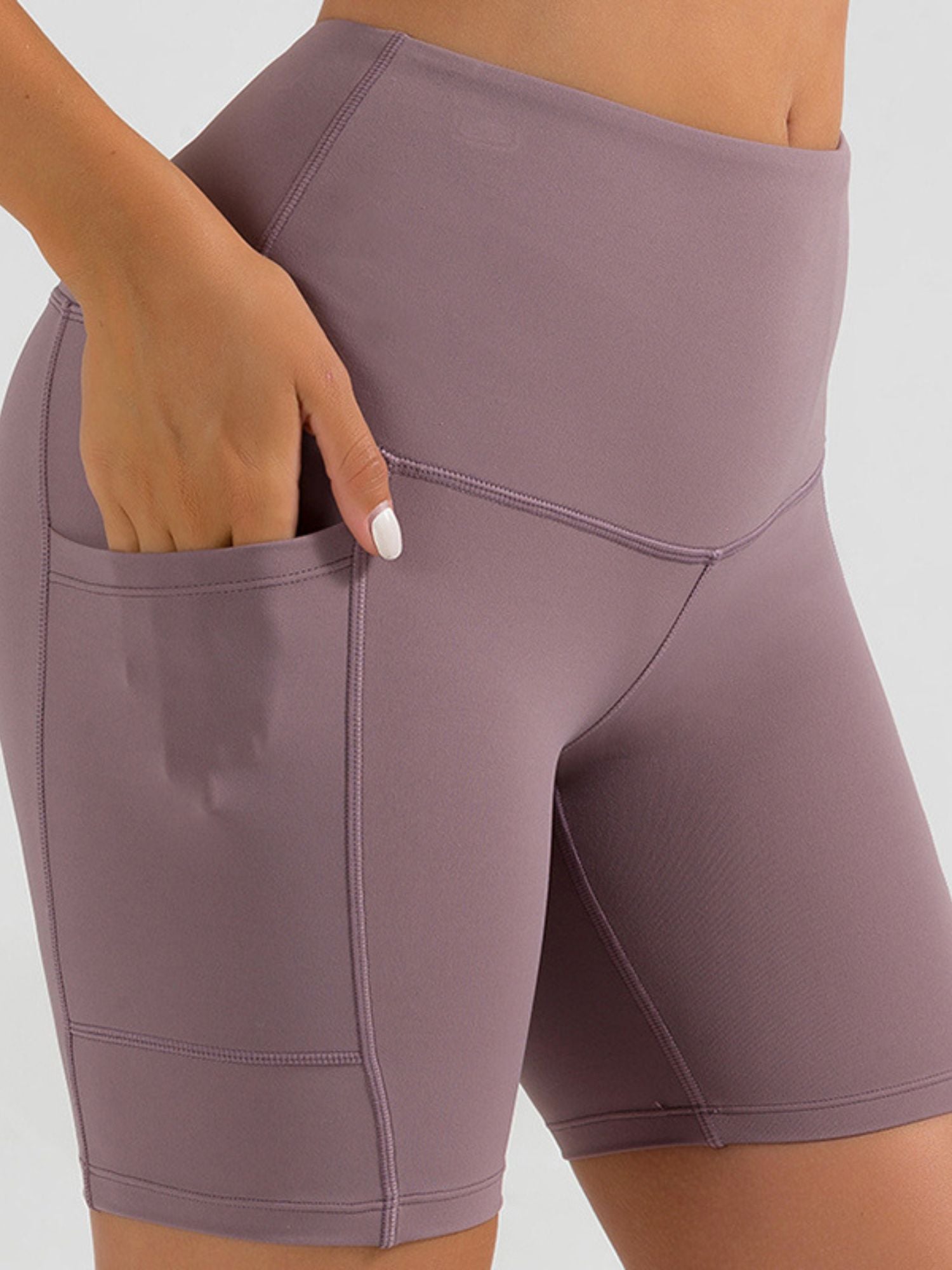 Simple Solid Color Shapewear Sports Pants for Women with Pockets