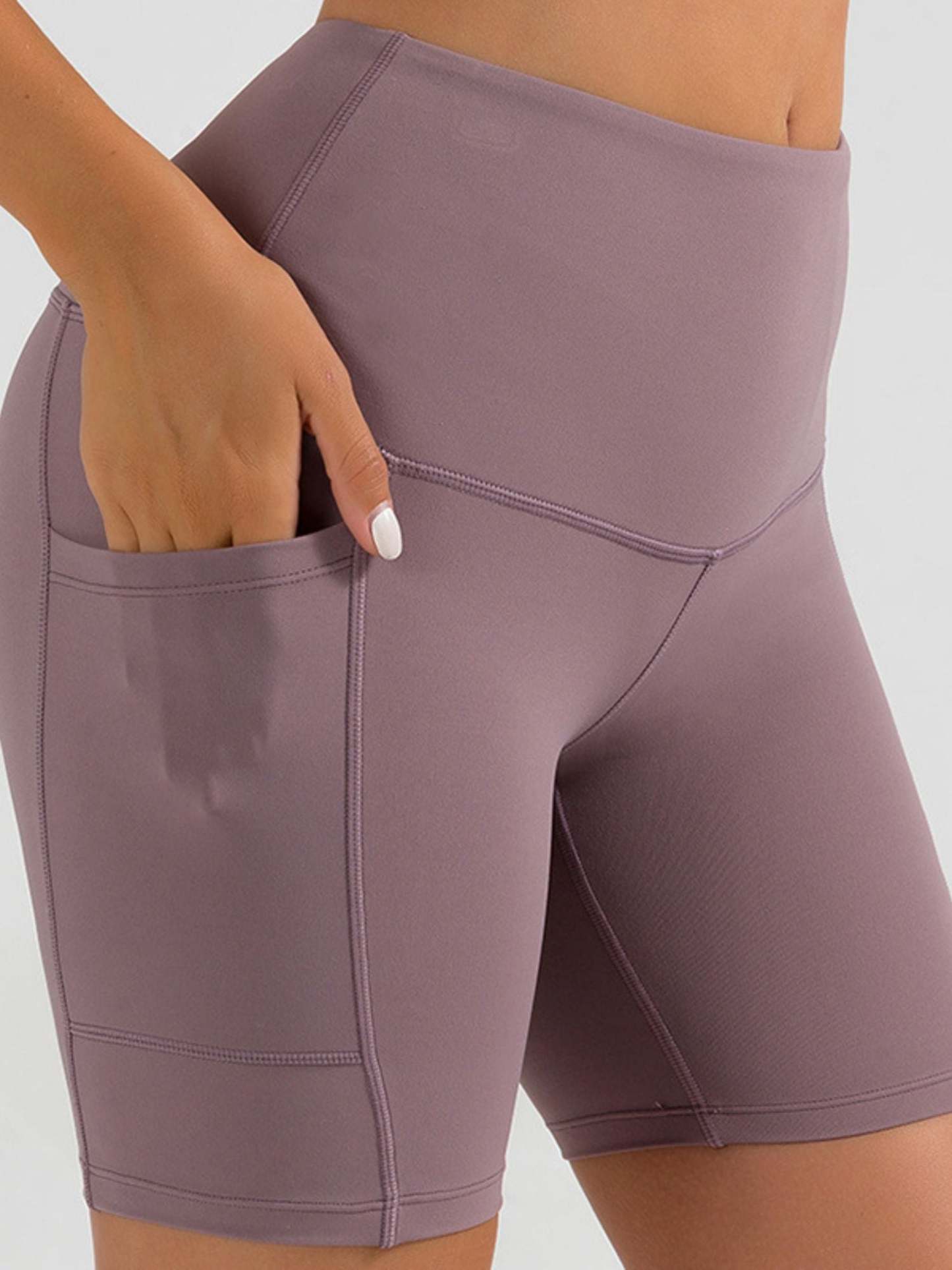 Simple Solid Color Shapewear Sports Pants for Women with Pockets