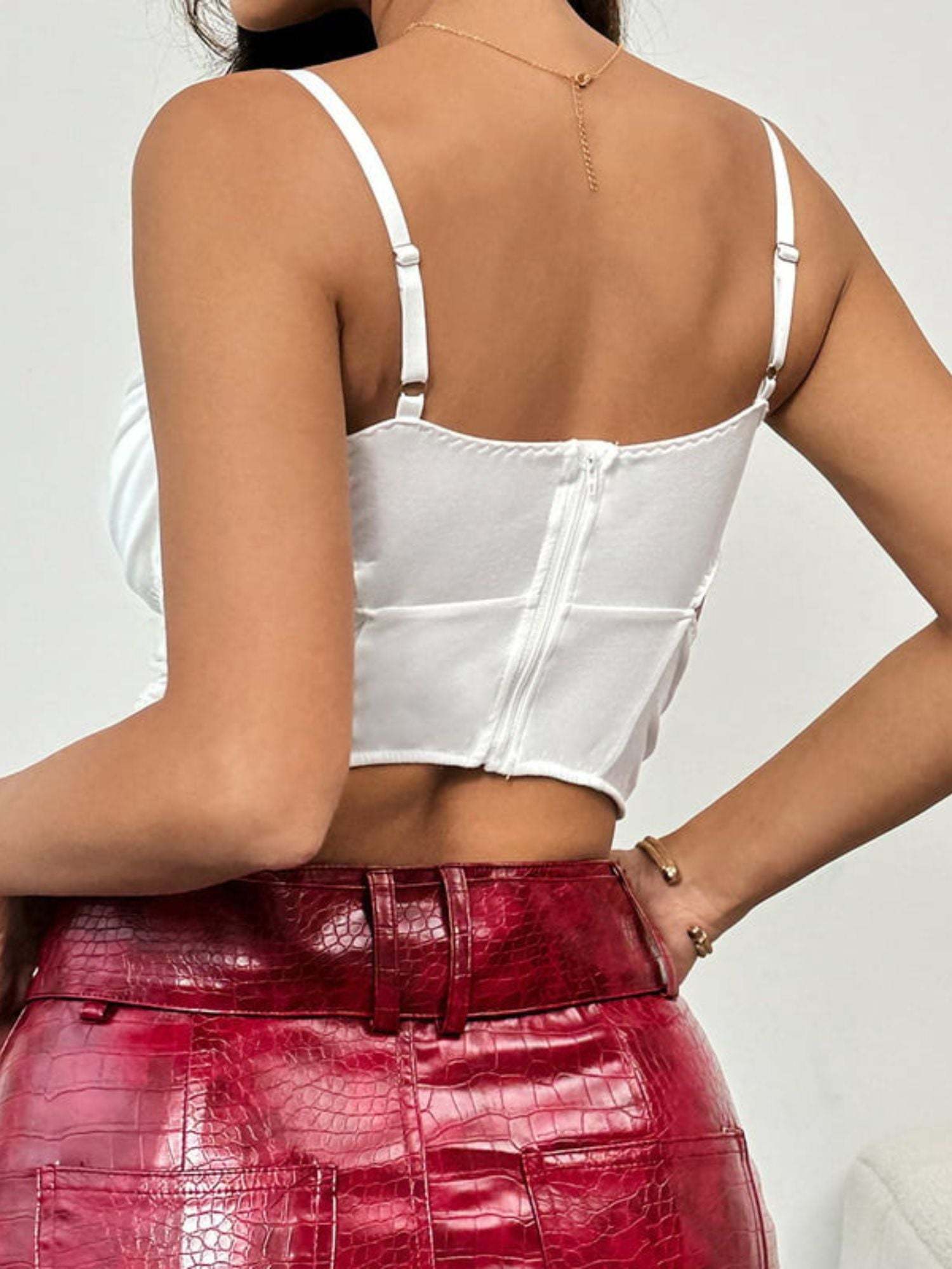 Corset Bra Shapewear with White Mesh and Ruffle Cutouts