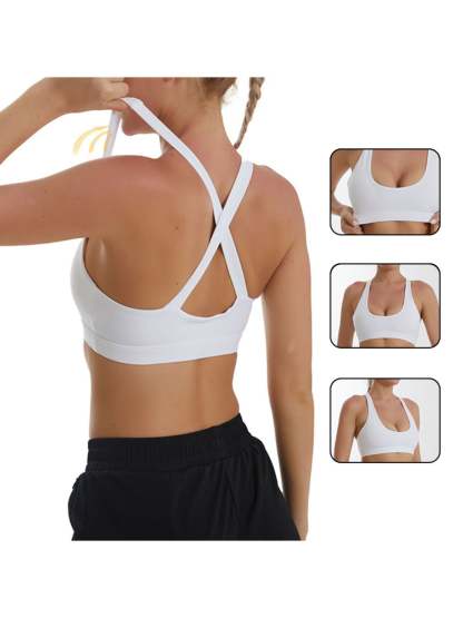 Minimalist Solid Classic Sports Bra for Training in Polyester