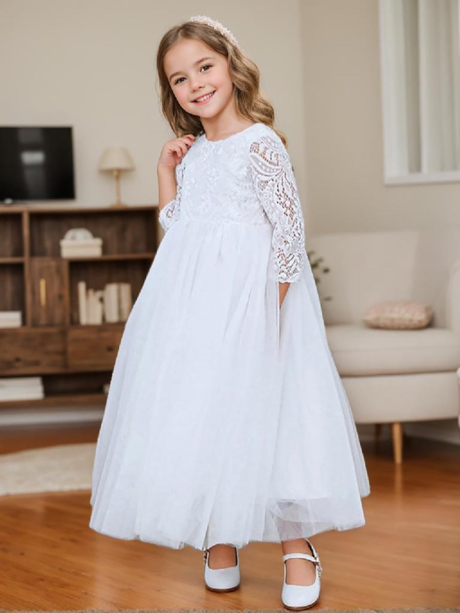 A Line Tutu Party Dress for Girls with Peony Lace Back in Tulle