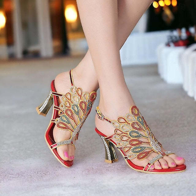 Sparkling Peep Toe Stiletto Sandals for Women's Bridal Wedding Heels