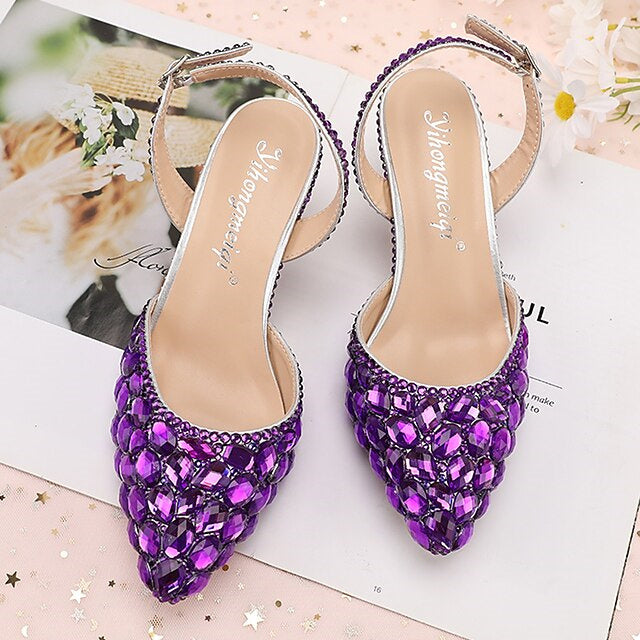 Bridal Sandals for Women with Bling Bling Pointed Toe and High Heel