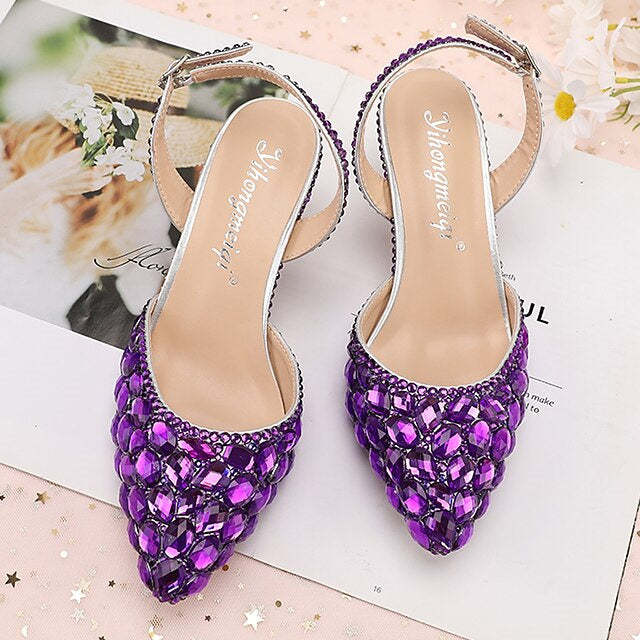 Bridal Sandals for Women with Bling Bling Pointed Toe and High Heel