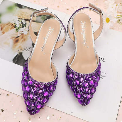 Bridal Sandals for Women with Bling Bling Pointed Toe and High Heel