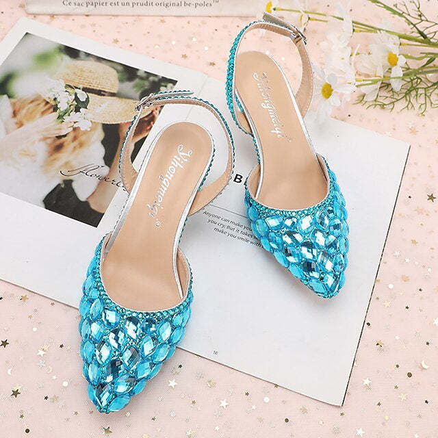 Bridal Sandals for Women with Bling Bling Pointed Toe and High Heel