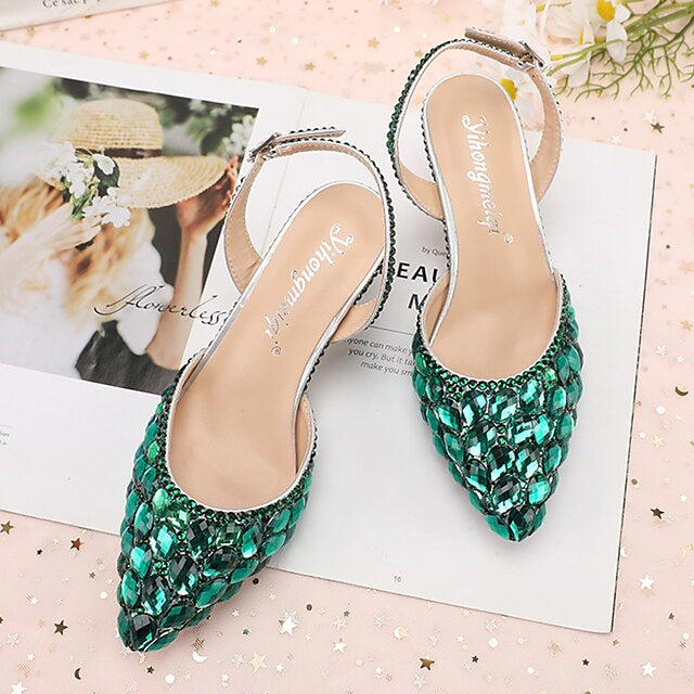 Bridal Sandals for Women with Bling Bling Pointed Toe and High Heel