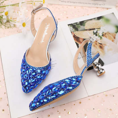 Bridal Sandals for Women with Bling Bling Pointed Toe and High Heel