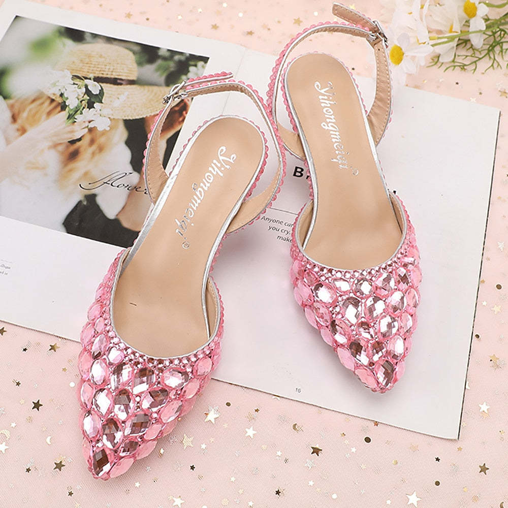 Bridal Sandals for Women with Bling Bling Pointed Toe and High Heel
