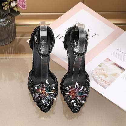 Silver Blue PU Bridal Pumps for Women - Pointed Toe Closed Wedding Shoes