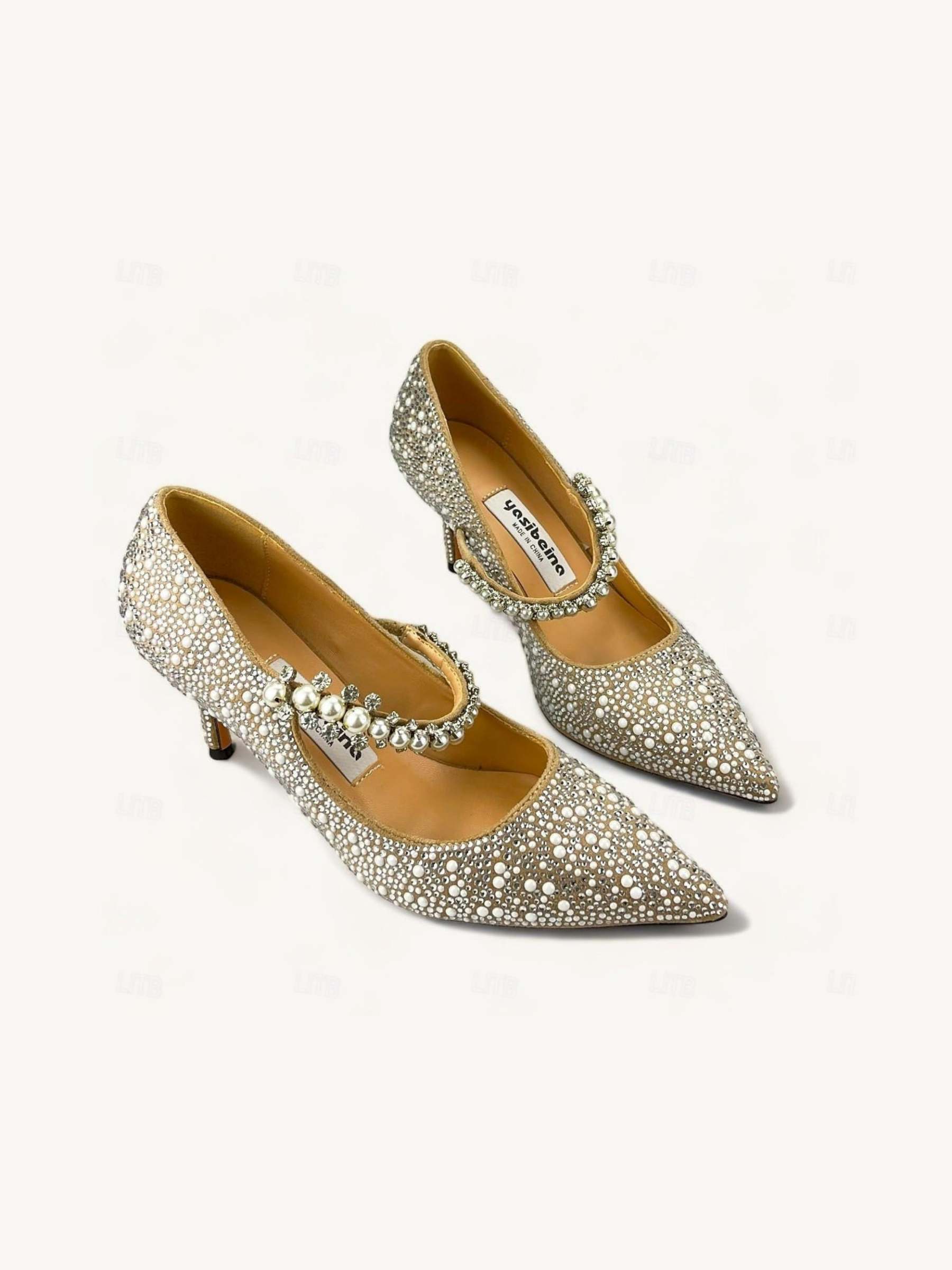 Bridal Shoes for Women with Rhinestone Sparkle Flat Heel and Pointed Toe