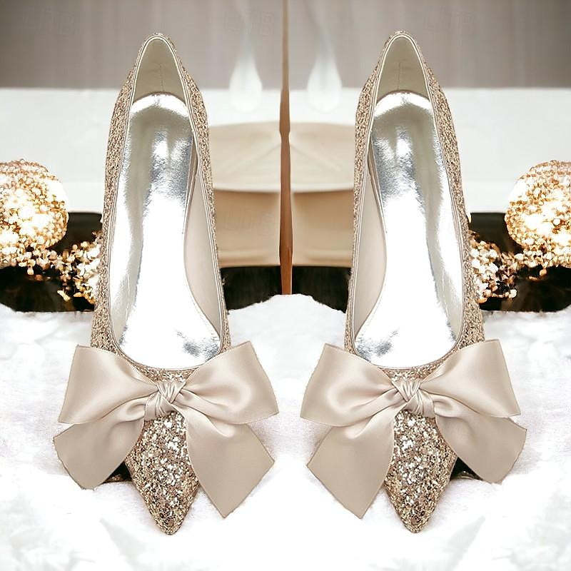 Bridal Flats for Women with Bowknot and Pointed Toe