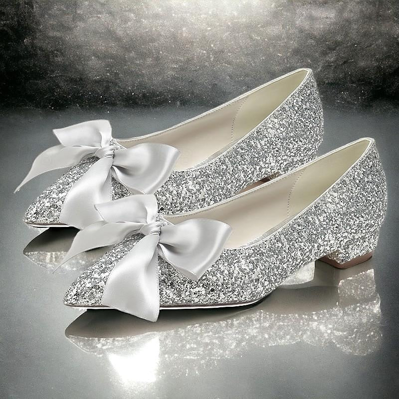 Bridal Flats for Women with Bowknot and Pointed Toe