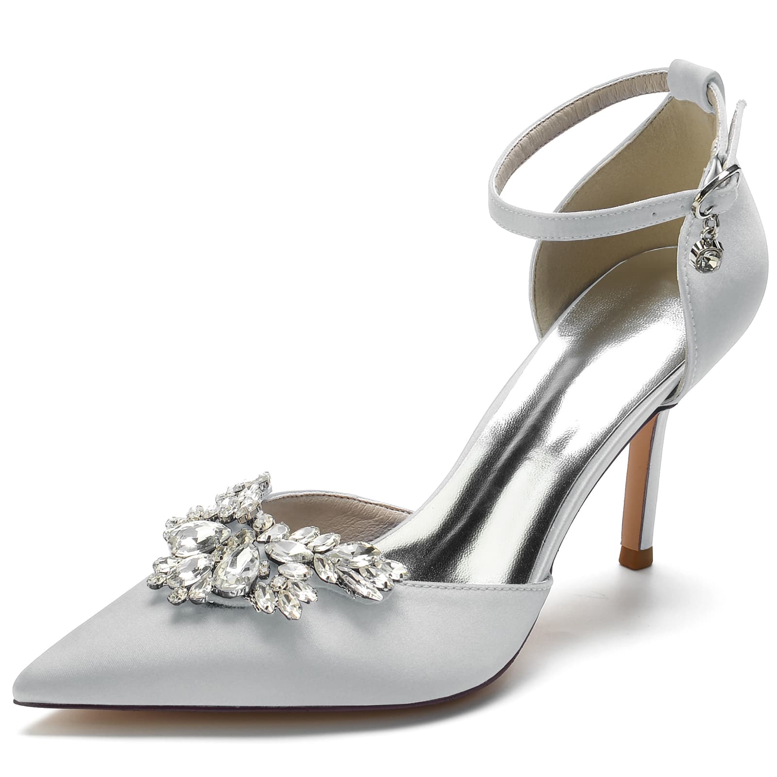 Bridal High Heel Shoes for Women with Rhinestones and Buckle Detail