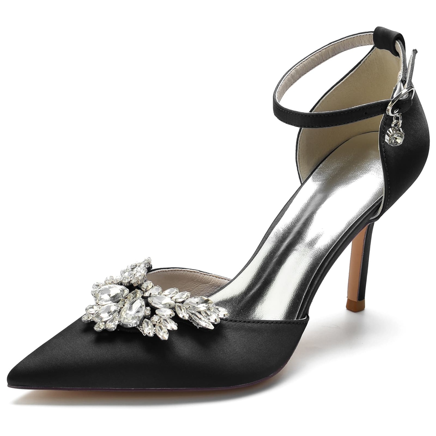 Bridal High Heel Shoes for Women with Rhinestones and Buckle Detail