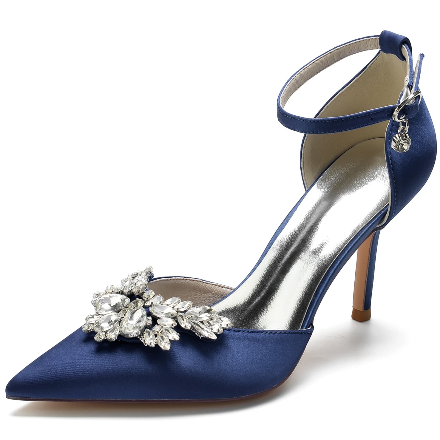 Bridal High Heel Shoes for Women with Rhinestones and Buckle Detail