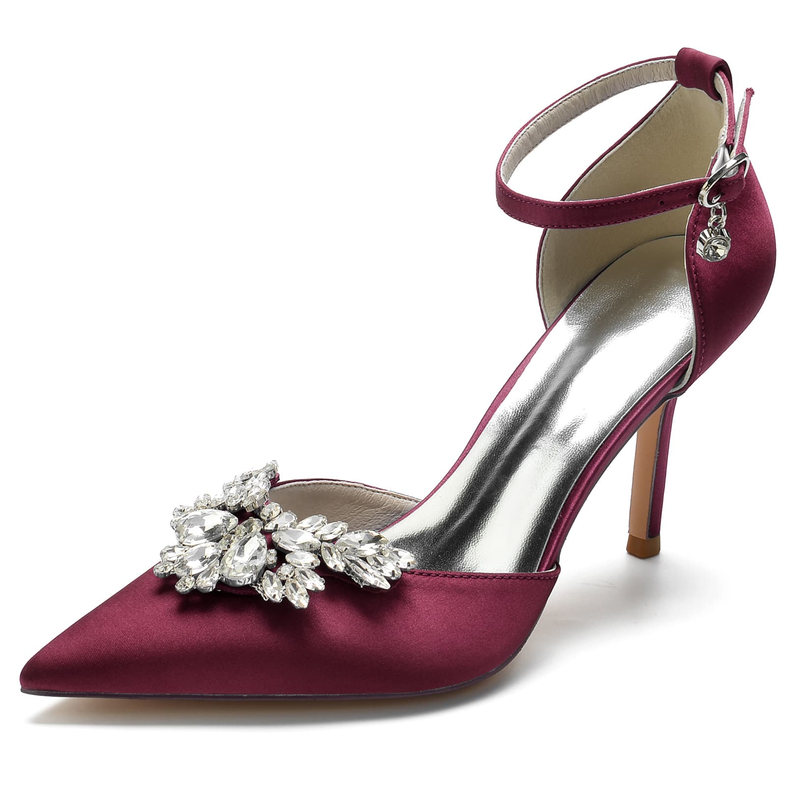 Bridal High Heel Shoes for Women with Rhinestones and Buckle Detail