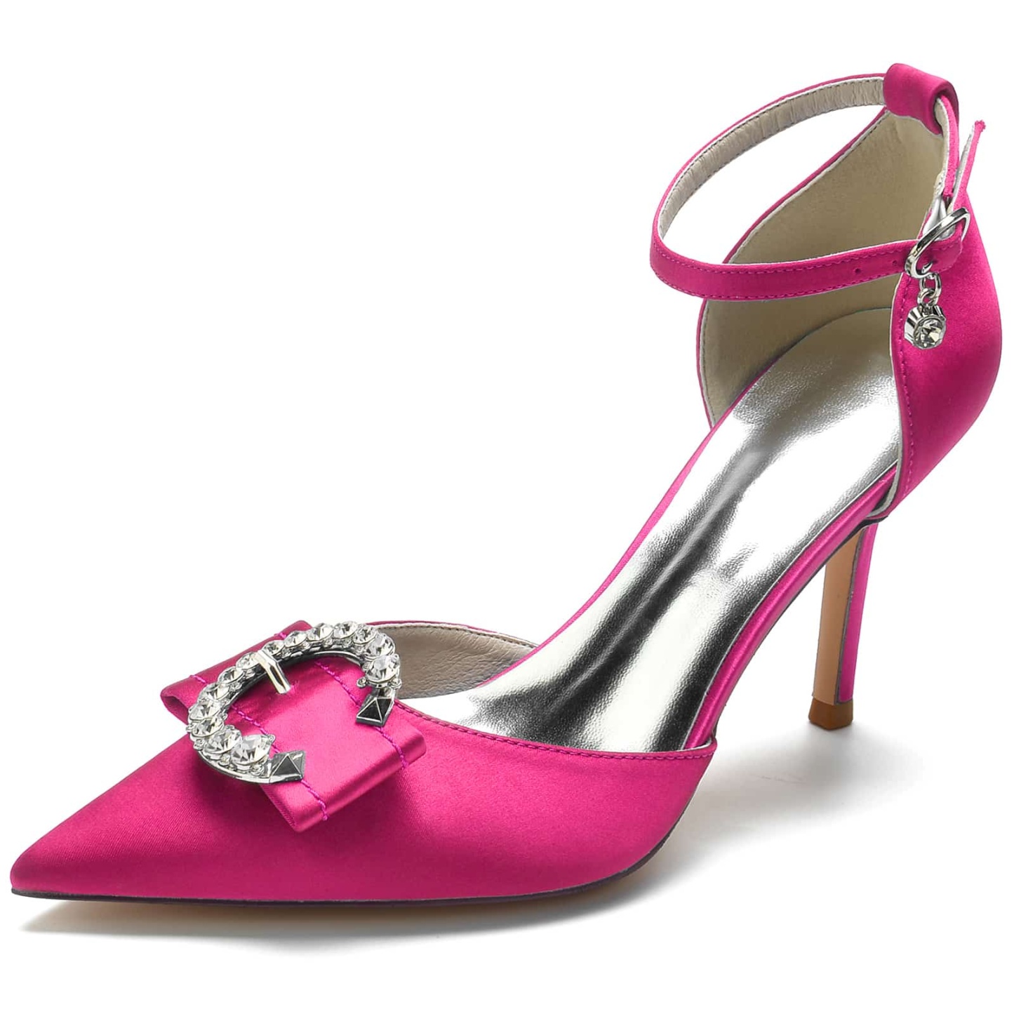 Bridal High Heel Shoes for Women with Rhinestone Buckle and Pointed Toe