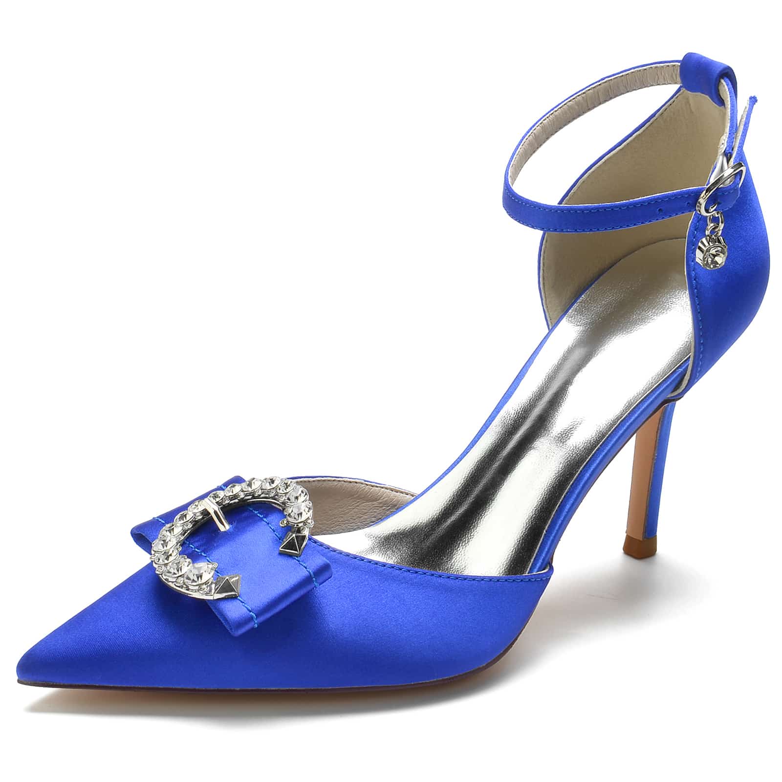 Bridal High Heel Shoes for Women with Rhinestone Buckle and Pointed Toe