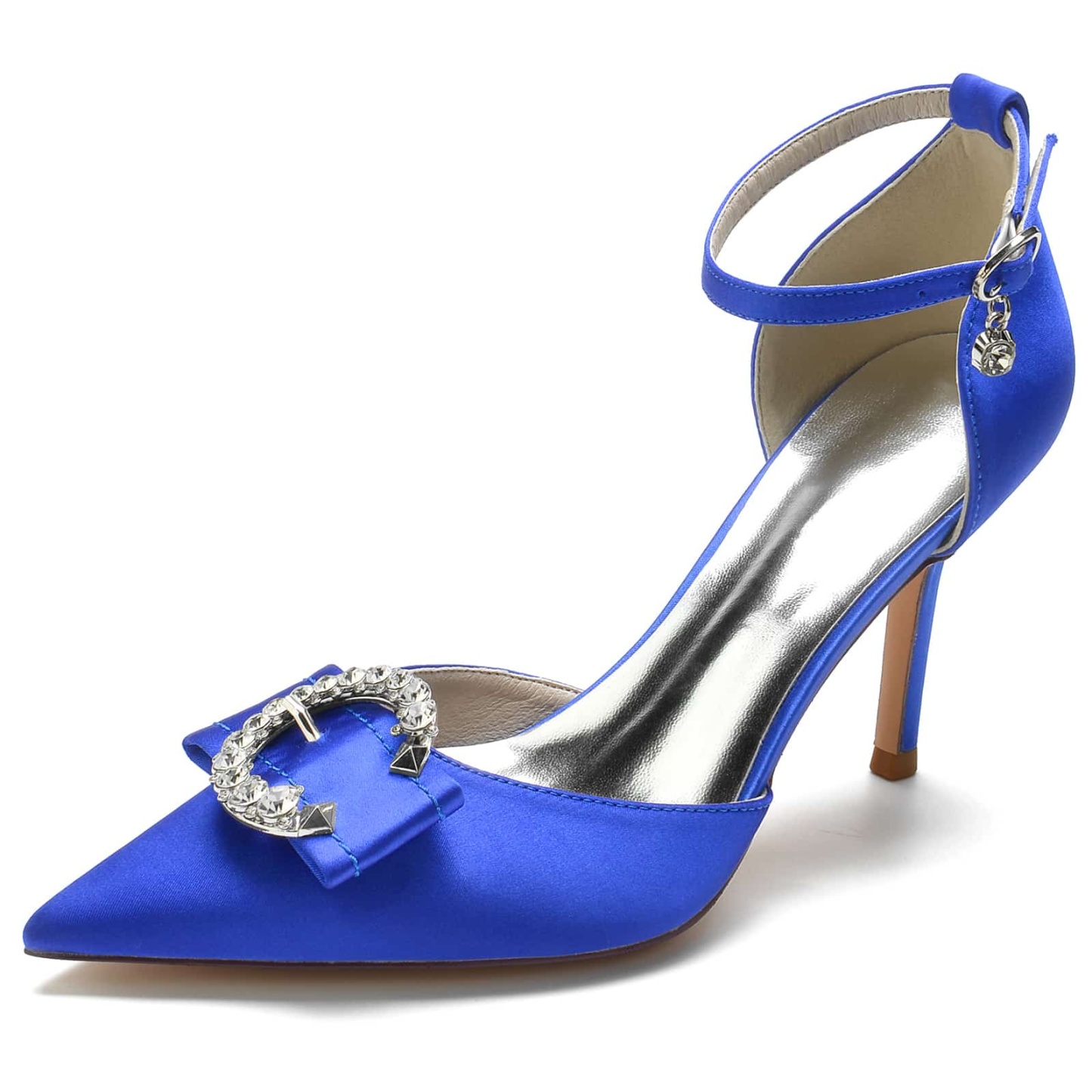 Bridal High Heel Shoes for Women with Rhinestone Buckle and Pointed Toe