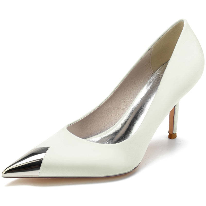 Elegant High-End Bridal Shoes for Women with Pointed Toe and High Heel