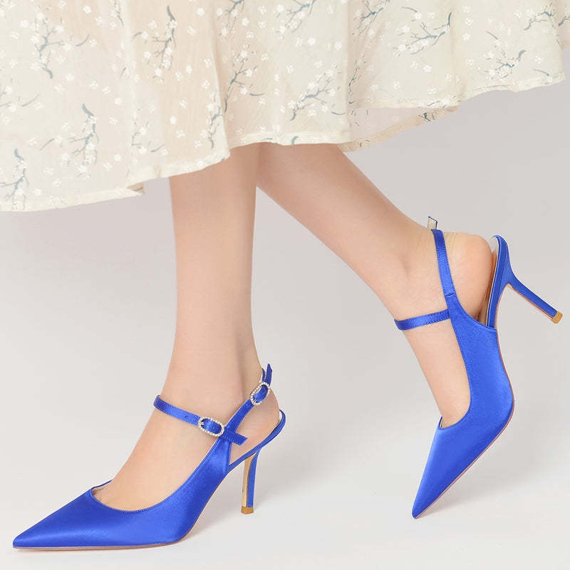 Bridal Sandals for Women with Buckle Detail and Pointed Toe High Heels