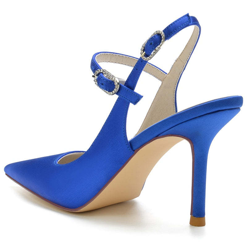 Bridal Sandals for Women with Buckle Detail and Pointed Toe High Heels