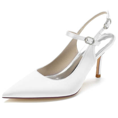 Bridal Sandals for Women with Buckle Detail and Pointed Toe High Heels
