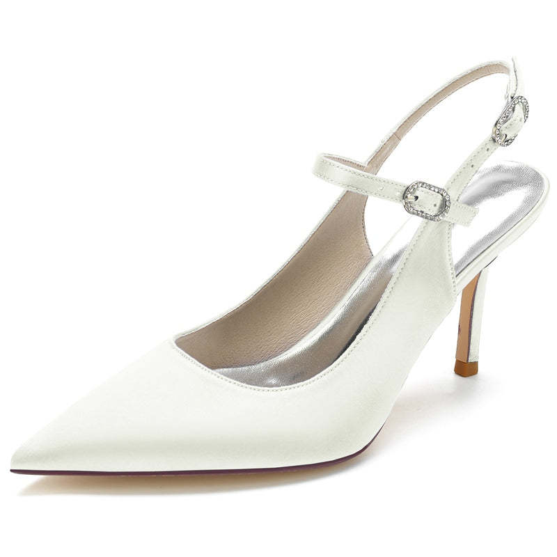 Bridal Sandals for Women with Buckle Detail and Pointed Toe High Heels