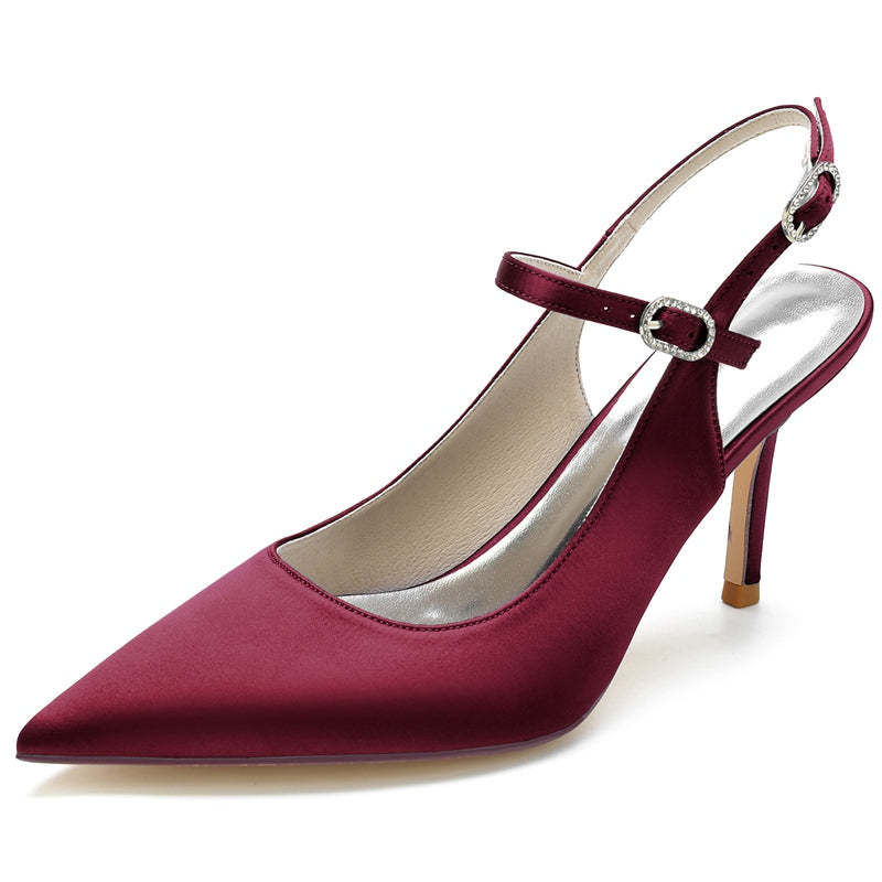 Bridal Sandals for Women with Buckle Detail and Pointed Toe High Heels