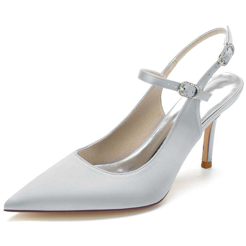 Bridal Sandals for Women with Buckle Detail and Pointed Toe High Heels