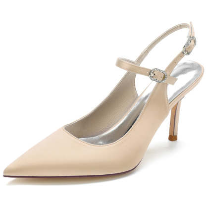 Bridal Sandals for Women with Buckle Detail and Pointed Toe High Heels