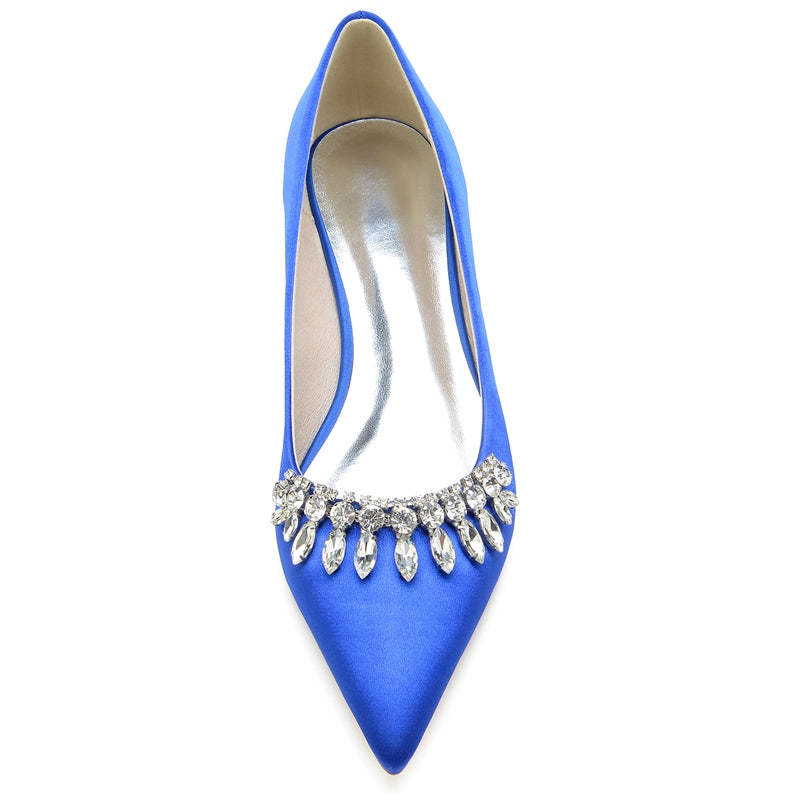 Elegant Closed-Toe Rhinestone Bridal Shoes for Women with Low Heel