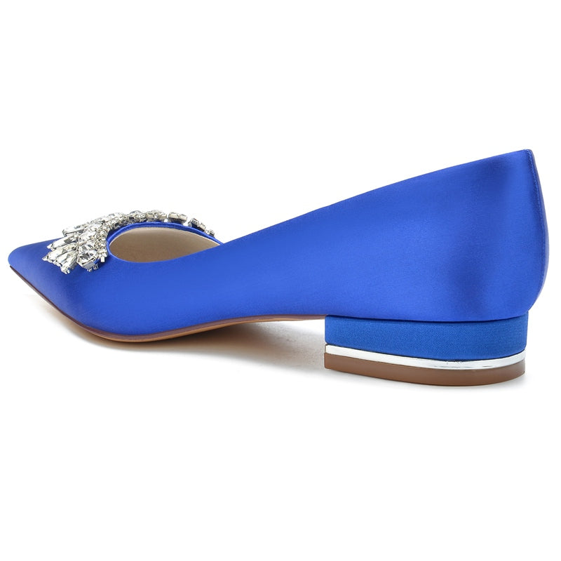 Elegant Closed-Toe Rhinestone Bridal Shoes for Women with Low Heel