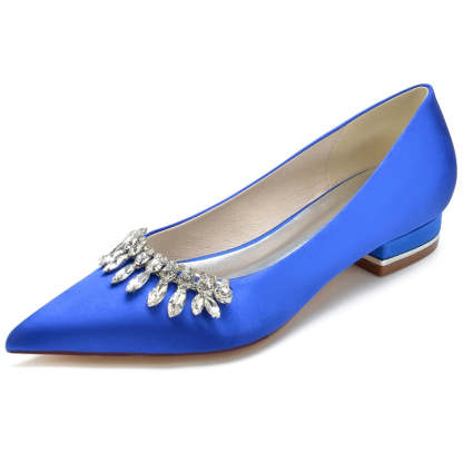 Elegant Closed-Toe Rhinestone Bridal Shoes for Women with Low Heel