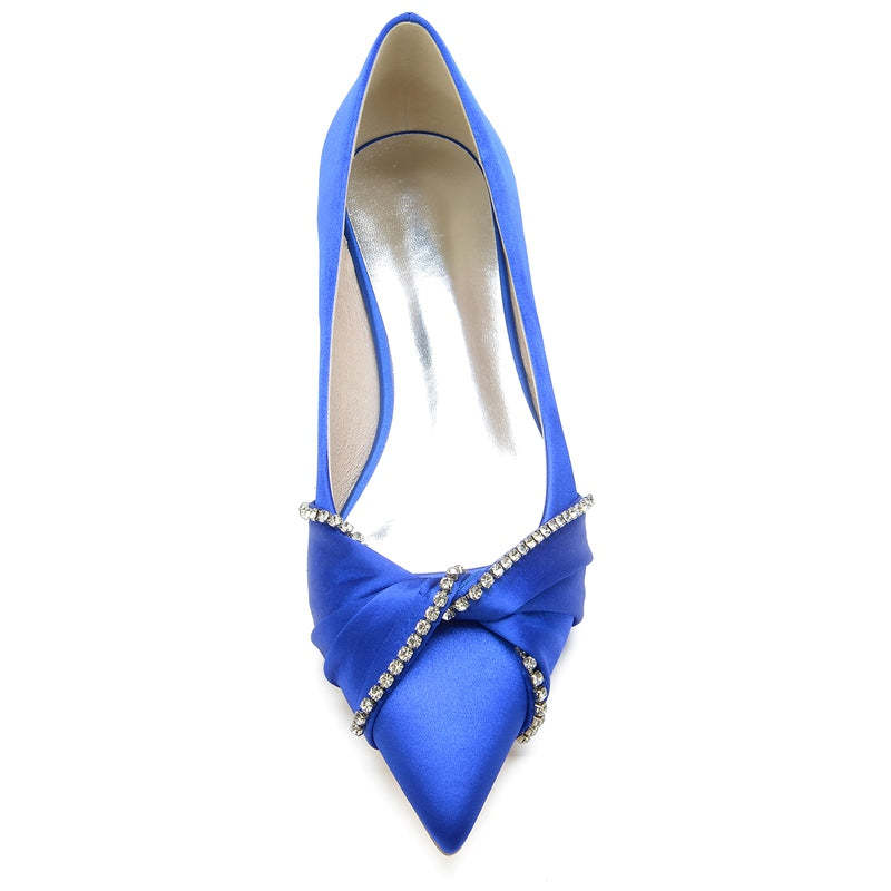 Bridal Shoes for Women with Comfortable Flat Heel and Rhinestone Crossed Knot