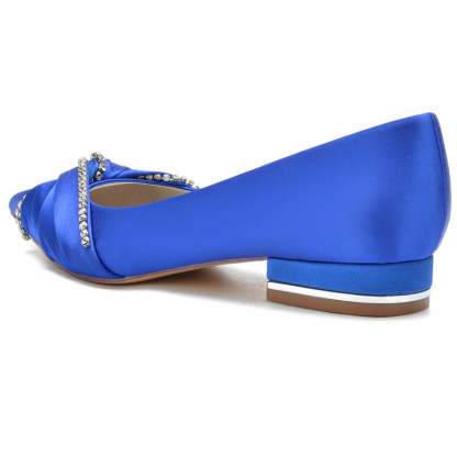 Bridal Shoes for Women with Comfortable Flat Heel and Rhinestone Crossed Knot