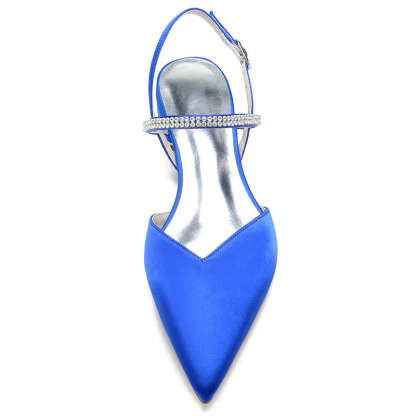 Bridal Shoes for Women with Crystal Buckle and Pointed Toe in Low Heel