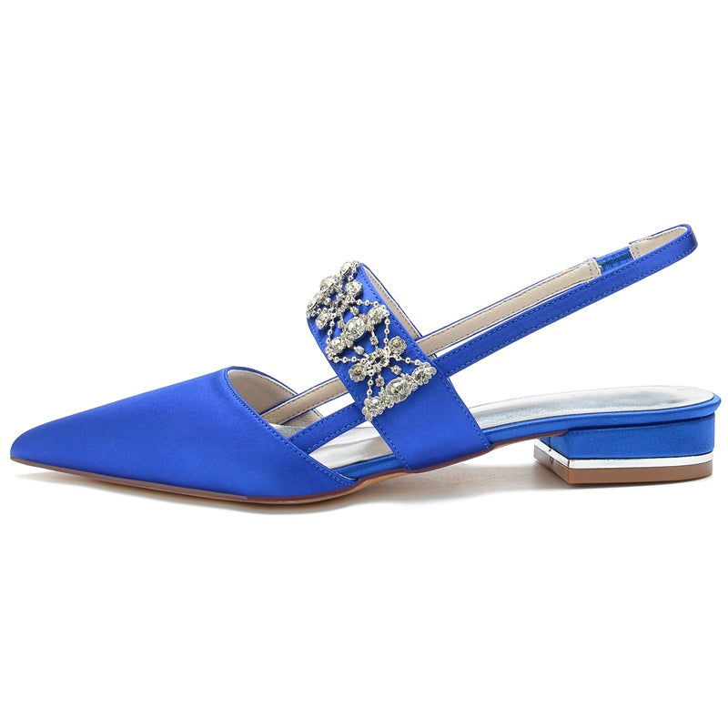 Elegant Crystal-adorned Pointed Toe Buckle Wedding Shoes for Women