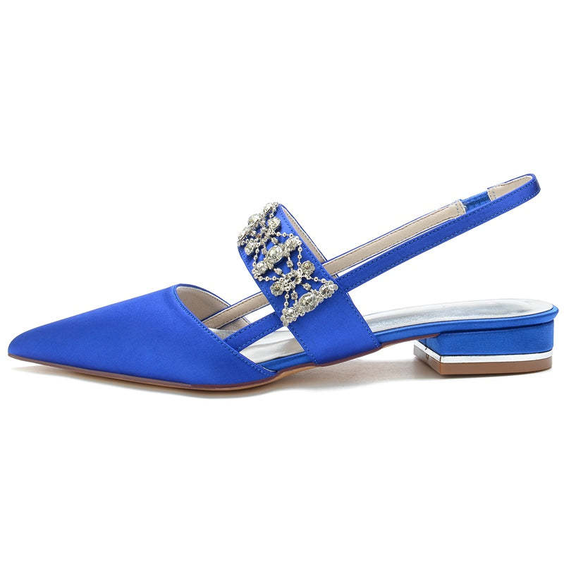 Elegant Crystal-adorned Pointed Toe Buckle Wedding Shoes for Women