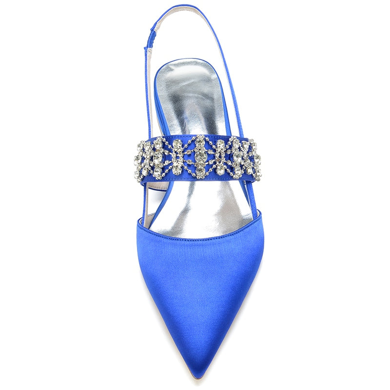 Elegant Crystal-adorned Pointed Toe Buckle Wedding Shoes for Women