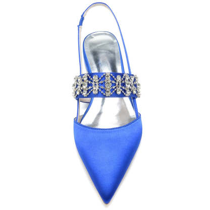 Elegant Crystal-adorned Pointed Toe Buckle Wedding Shoes for Women