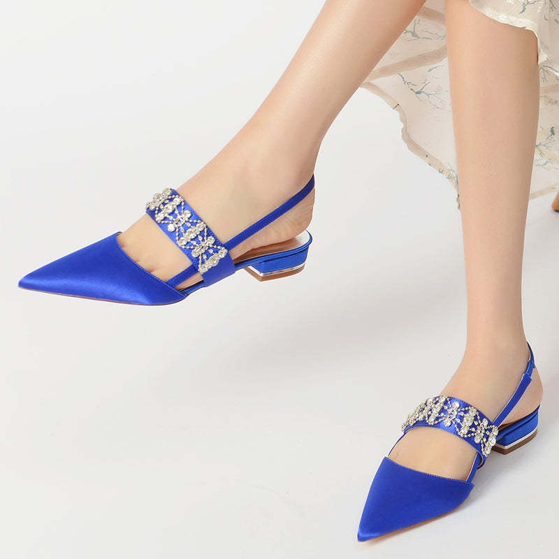 Elegant Crystal-adorned Pointed Toe Buckle Wedding Shoes for Women
