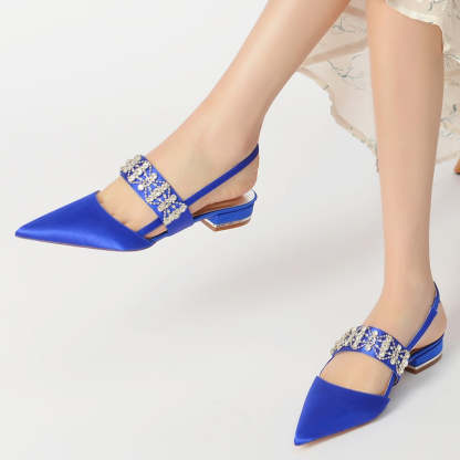 Elegant Crystal-adorned Pointed Toe Buckle Wedding Shoes for Women