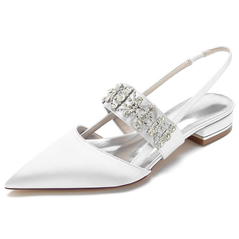 Elegant Crystal-adorned Pointed Toe Buckle Wedding Shoes for Women