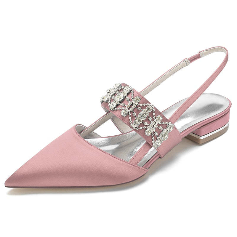 Elegant Crystal-adorned Pointed Toe Buckle Wedding Shoes for Women